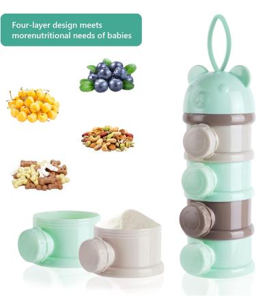 Vicloon Baby Milk Powder Dispenser - Portable 4-Layer Twist-Lock Container for Kids - Stackable Snack Storage - Green/Grey - Buy Online on GoSupps.com
