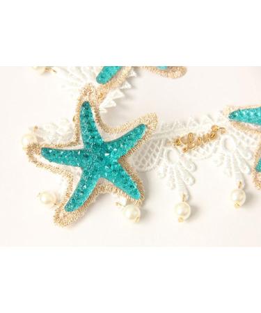 Ocean Acrylic Starfish Shell Headband with Rose Flowers - Mermaid Hair Accessories - Buy Online on GoSupps.com