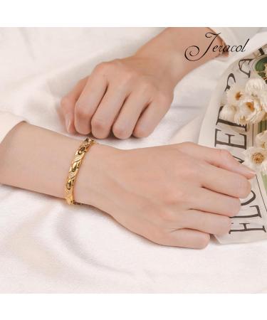 Jeracol Titanium Steel Magnetic Bracelet for Women | Adjustable Length & Crystals Design | Strong Magnets | Includes Sizing Tool | Gold | Jewelry Gift Box - Buy Online on GoSupps.com