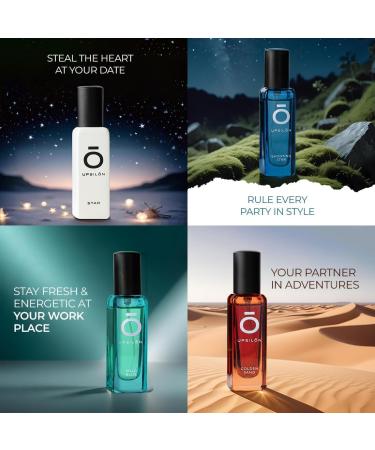 UPS.ILON Luxury Man Perfume Gift Set 4 x 20 ml for Men with Shooting Star Wild Blue Golden Sand and Star Perfume | Long Lasting EDP Fragrance Scent - Buy Online on GoSupps.com