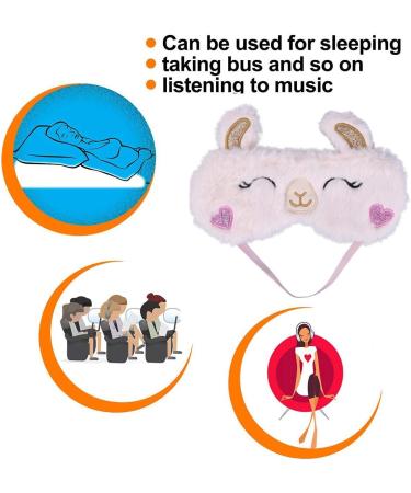 ULIFEMALL Cute Alpaca Sleeping Mask Soft Fluffy Plush Blindfold Funny Novelty Animal Sleep Mask Eye Cover Eyeshade for Kids Girls Boys Women Men Night Nap Travel Meditation - Buy Online on GoSupps.com