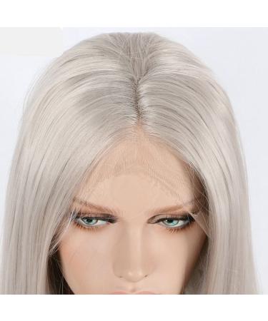 Xiweiya Long Hair Silver Platinum Blonde Lace Front Wig Synthetic Ash Blonde Lace Front Wig for Natural Look - Buy Online on GoSupps.com