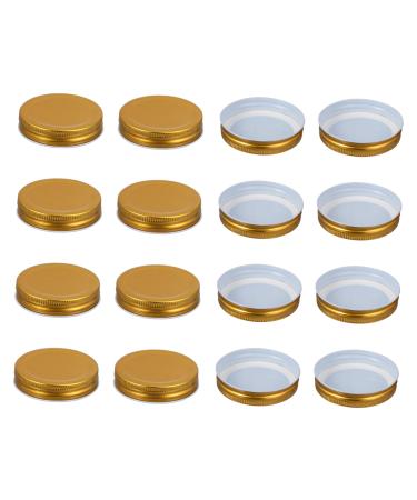 CIYODO 16pcs Mason Jar Lids Bean Screen Lids Reusable Lids Bulk Leak Proof Canning Lids Mason Jar Accessories Replacement Lids Canning Jar Lids Tops Tinplate Wide Mouth Cup Lid 7X7CM Golden