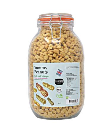 Yummy Peanut 3L / 2Kg Glass Jar - Available in Multiple Flavours - Gluten & Free Vegan Low Carb High Protein - Handmade in Britain with Family Recipe (Salt & Vinegar)