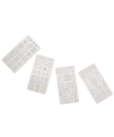 Lurrose 4 pieces nail art printing plate stamp plug-in board tool nailart-lacquer manicure template creative manicure templates manicure future template steel plate nail pumpkin
