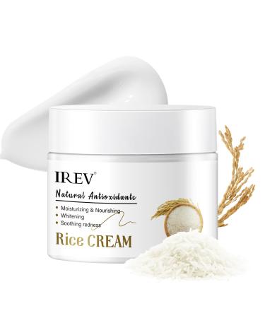 IREV Rice Moisturizing Cream Hydrating Face Moisturizer For Dry Combination Skin Daily Face Cream Targets Dryness Strengthens Skin Barrier Lightweight Fast Absorbing 1.76oz 50g