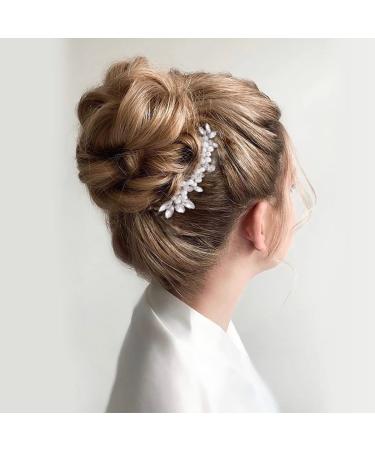 Brishow Silver Rhinestone Wedding Hair Comb with Pearl - Bridal Hair Accessories for Women and Girls - Buy Online on GoSupps.com