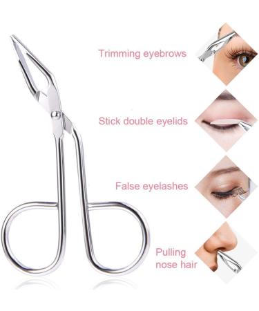 Eyebrow Tweezers Stainless Steel Professional Scissors Handle Eyebrow Tweezers Silver - Buy Online on GoSupps.com
