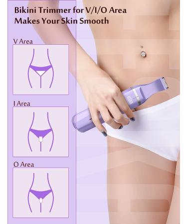 EESKA Bikini Trimmer for Women - 2-in-1 Electric Lady Clipper for Painless Hair Removal - Rechargeable IPX7 Waterproof Shaver - Purple - Buy Online on GoSupps.com