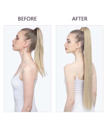 Runature 50cm Real Hair Ponytail Extension - Ash Blonde & Medium Blonde Highlights | 80g Remy Human Hair Braid #16P22 - Buy Online on GoSupps.com