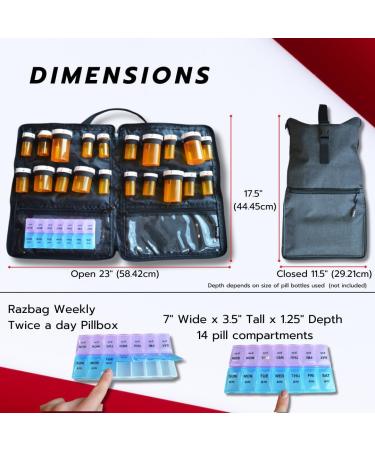 Portable Pill Bottle Organizer Bag - Lockable & See-Through Pockets | Large Heavy-Duty Medicine Organizer with Weekly Pill Box (Grey - Buy Online on GoSupps.com