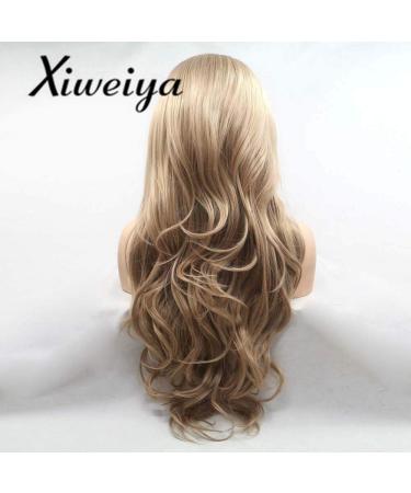 Xiweiya Blonde Synthetic Tip Front Wig for Women - 24 Long Body Wave Heat-Resistant Fiber Wig - Soft Beige Color - Buy Online on GoSupps.com