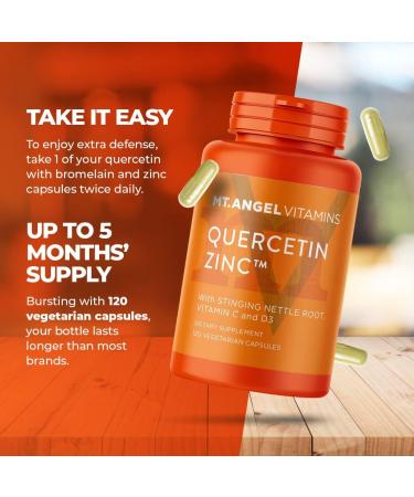 Quercetin Zinc Bromelain Immune Support Supplement - 500mg with Vitamins C, Zinc & D3 for Respiratory Health - 120ct Immunity Booster - Buy Online on GoSupps.com