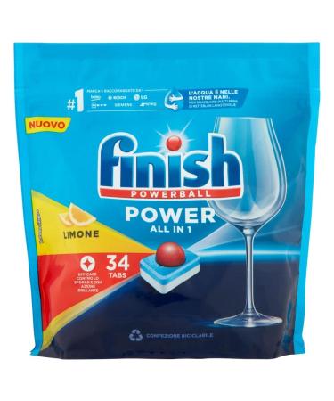 Finish Tabs Lavastoviglie All In One Max Lemon Confezione da 34 Pezzi