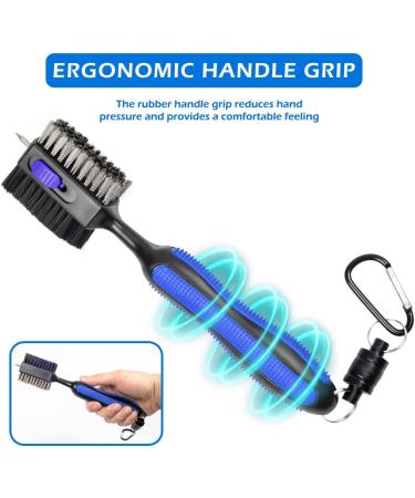 THIODOON 2 Pack Golf Club Brushes & Groove Cleaner - Magnetic Keychain, Oversized Brush Head, Retractable Spike, Non-Slip Handle, Comfortable Grip - Black & Blue (Straight Handle) - Buy Online on GoSupps.com