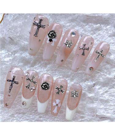Shop Wakihong 60 Pcs Cross Nail Art Earrings - DIY Goth Nail Charms & Accessories for Stunning Manicure Decorations | Antique Silver - Buy Online on GoSupps.com