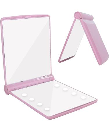 YUNYILAN Compact LED Lighted Makeup Mirror - Handheld & Portable for Travel (Pink-B) - Buy Online on GoSupps.com