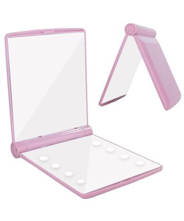 YUNYILAN Compact Makeup Mirror  LED Lighted Makeup Mirror  Handheld & Portable for Travel & On The go (Pink-B)