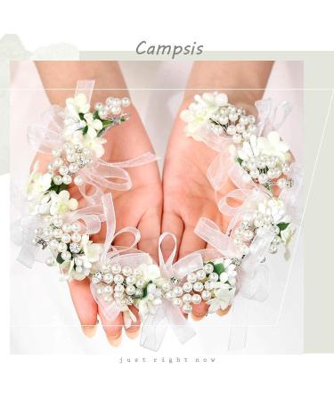 Campsis White Pearl Rhinestone Flower Headband - Bridal Prom Hair Accessory for Girls & Women - Buy Online on GoSupps.com