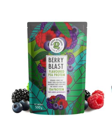 GR EEN Protein Pea Protein Isolate Powder Vegan Plant Protein No Added Sugar 100% Vegan Soy Free Dairy Free Gluten Free Allergen Free Berry Blast Flavor 15g Protein Per Serving Pouch (500g)