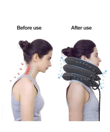 Cervical Neck Traction Device - Adjustable Neck Support & Massager for Pain Relief - Inflatable Brown Bandage - Buy Online on GoSupps.com