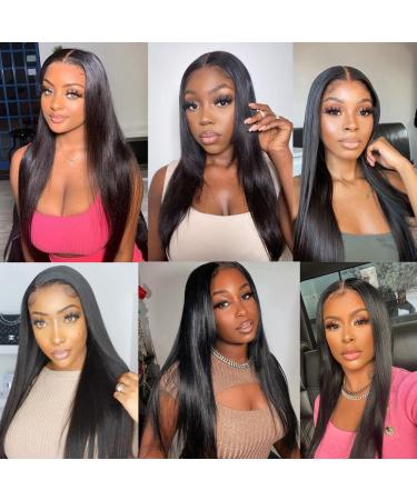 VIPbeauty 30 Inch Transparent HD Lace Front Wig 180% Density Natraul Black Brazilian Straight Human Hair Wig - Pre Plucked with Baby Hair for Women - Buy Online on GoSupps.com