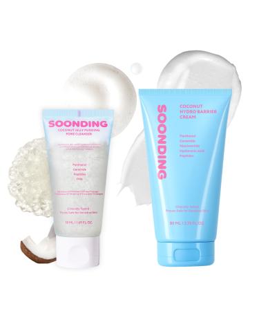 SOONDING | Coconut Jelly Pudding Pore Cleanser (50ml / 1.69 fl oz) + Coconut Hydro Barrier Cream (80ml / 2.7 fl oz) Duo