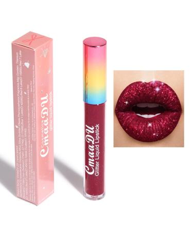 FAEYLI 6-color Diamond Glitter matte lipstick  waterproof lasting metallic liquid lip gloss for Women(04)