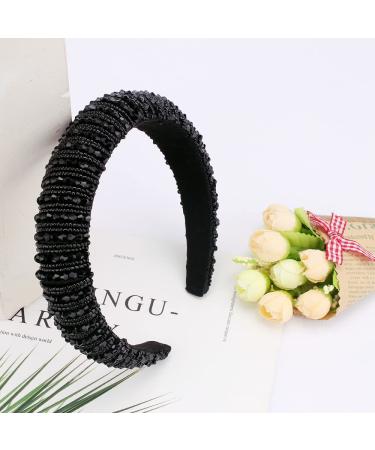 FASOTY Rhinestone Headband - Black Crystal Diamond Bling Hair Hoop for Women - Padded Beaded Jeweled Hairband - Sparkle Accessories for Girls - Buy Online on GoSupps.com