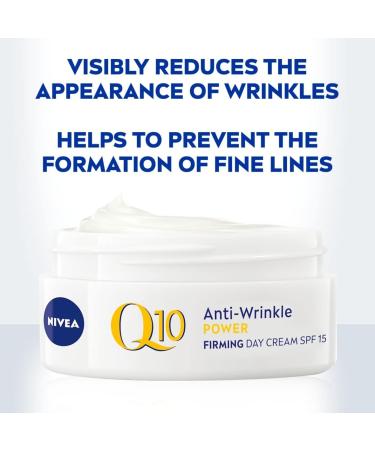 NIVEA Q10 Anti-Wrinkle Power Firming Day Cream SPF 15 (50ml) - Skin Identical Q10 and Creatine Formula for Wrinkles - Buy Online on GoSupps.com