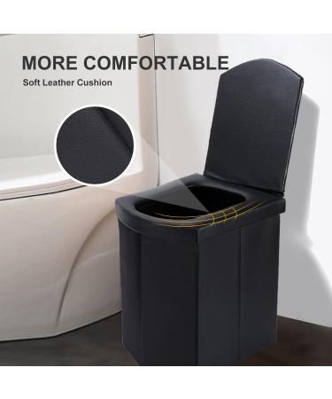 Upgrade XL Portable Toilet for Adults - Extra Large Folding Toilet for Camping and Travel - Tall, Compact, and Stylish - Ideal for Car, Hiking, Beach, and Camping - Black Leather - Buy Online on GoSupps.com