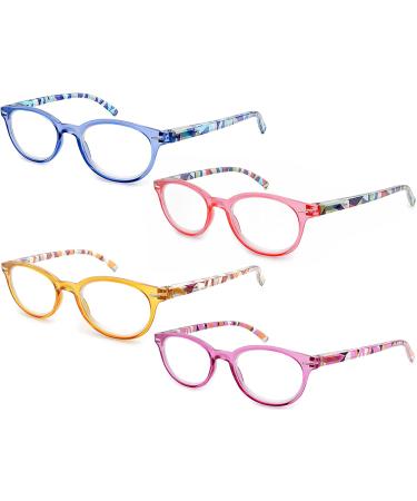 HEEYYOK Women's Round Frame Reading Glasses 3.00 - 4 Pack Colorful Fashion Readers with Spring Hinges - Buy Online on GoSupps.com