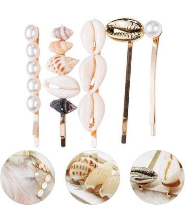 Holibanna Pearl Hair Clip Set - 5 Shell Hairpins for Women | Ocean-Inspired Hair Accessories | Perfect for Parties & Weddings - International Shipping Available - Buy Online on GoSupps.com