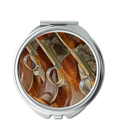 Mirror makeup mirror gun holster Round Mirror carved wood close up craftsmanship pocket mirror portable mirror
