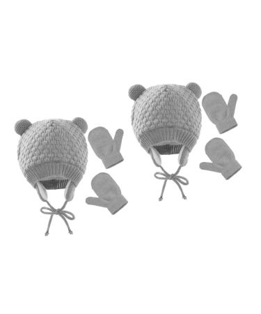 ABOOFAN 2 sets kids hat gloves for children warm baby hat cycling running hat mittens for kids knitted gloves for toddlers warm knit hat windproof adjust