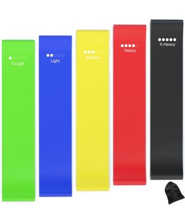 5 Exercise Bands Resistance Bands Set Elastic Bands Workout Loop Band of 5 100% Natural Latex for Men Women for Fitness Chest Expanding Arm Leg Yoga Pilates Physio Therapy Rehabilitation - Buy Online on GoSupps.com
