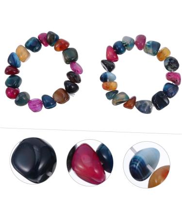 CALLARON 4 Pcs Colorful Stone Bracelet Miss Natural Stone Elasticity Gemstone Beads 1.2X8CMx2pcs Random Colorx2pcs - Buy Online on GoSupps.com