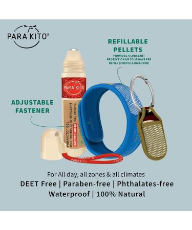 PARA'KITO Mosquito Repellent Bundle - Roll-on, Wristband, Clip (Blue/Camo) - Buy Online on GoSupps.com