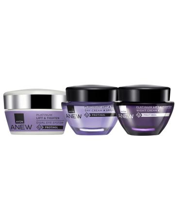 AVON Anew Platinum Set Day Cream 50ml + Night Cream 50ml + Eye Cream 20ml Triple Set To Lift and Tighten Skin Ultimate Skincare Trio for Age 50+ Powered...