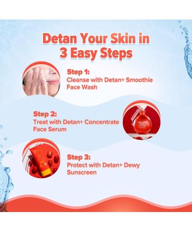 Detan+ Smoothie Face Wash with Cherry Tomato | Reduce Tanning & Hydrate Skin | Gentle Cleanser for Dirt & Oil | 3.38 Fl Oz | Shop Now - Buy Online on GoSupps.com
