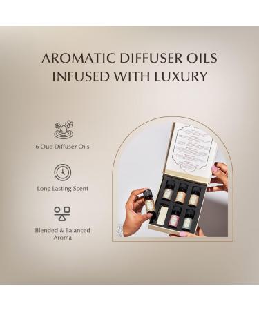 Oud Diffuser Oil Gift Set by Dukhni | 6 x 10ml Pure Halal Oudh Oils for Aromatherapy Stress Relief & Massage | Arabic Essential Oils for Diffuser & Humidifier - Buy Online on GoSupps.com