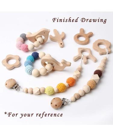 Organic Wooden Teether Toy Set - Safe Animal Pendant Design | Bulk Pack with Bunny, Whale, Bird, Bear, Crown, Shell, Flower, Cactus, Doughnut, Deer - Buy Online on GoSupps.com