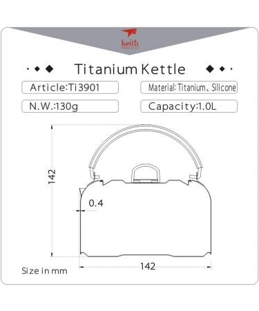 Keith Titanium Ti3901 Kettle - 1.0L | Lightweight & Durable Titanium Construction - Buy Online on GoSupps.com