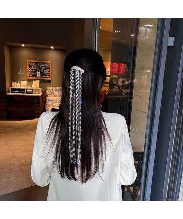 FRCOLOR Rhinestone Ponytail Chain Bling Bling Hair Extension Chain Sparkly Hair Chains Shiny Beaded Tassel Ponytail Hairpiece 35CM - Buy Online on GoSupps.com