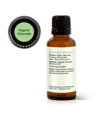 Plant Therapy Citronella Organic Essential Oil 30 mL (1 oz) 100% Pure USDA Certified Organic Undiluted Natural Aromatherapy for Outdoor Pests and Immune Support - Buy Online on GoSupps.com
