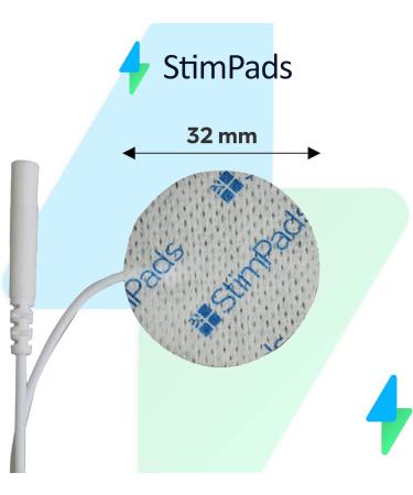 Stimpads Electrode Pads - 4 Durable & Reusable 32mm TENS/EMS Electrodes with 2mm Pin Connection - Certified Medical Quality - Buy Online on GoSupps.com