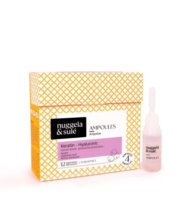 Nuggela & Sul Pack KeratinHyaluron Ampoules Restores & Repairs With Castor Oil and Hydrolyzed Keratin Immediate recovery effect Instant Effect 4 week treatment 4 x 10ml 4 x 10ml