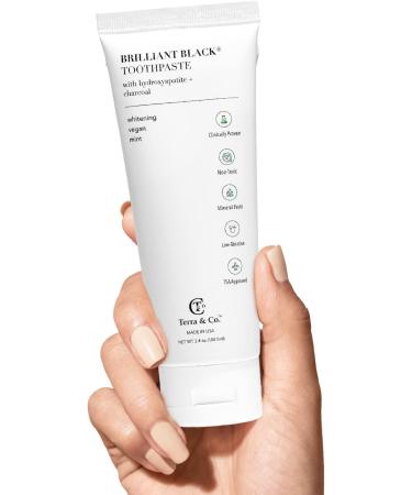 Terra & Co. Brilliant Black Charcoal Toothpaste | Natural Vegan Whitening & Remineralizing | Sensitive Teeth Formula | Mint | 3.4 oz - Buy Online on GoSupps.com
