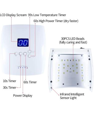 Rechargeable UV LED Nail Lamp with Automatic Sensor | Cordless Gel Nail Dryer for Fingernail & Toenail | 5 Timer Settings LCD Display - Buy Online on GoSupps.com