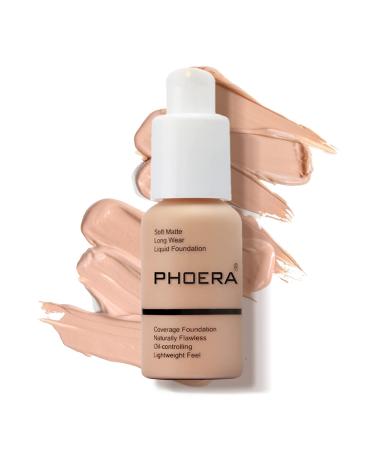 Aquapurity Phoera Full Coverage Foundation Soft Matte Oil Control Concealer 30ml Flawless Cream Smooth Long Lasting (103 WARM PEACH) 103 WARM PEACH 30 ml (Pack of 1)